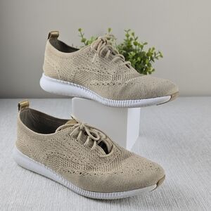 Cole Haan Tan Knit Sneakers with Wingtip Design‎